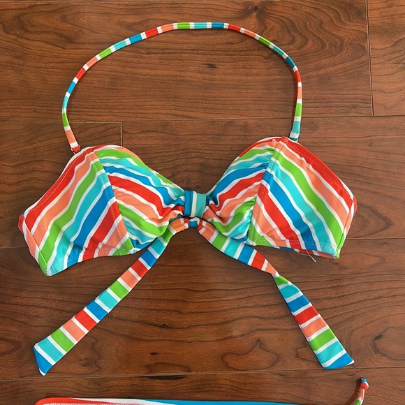 The Bikini Lab Colorful Striped Two Piece Bikini Swimsuit Bathing Suit - Picture 2 of 13